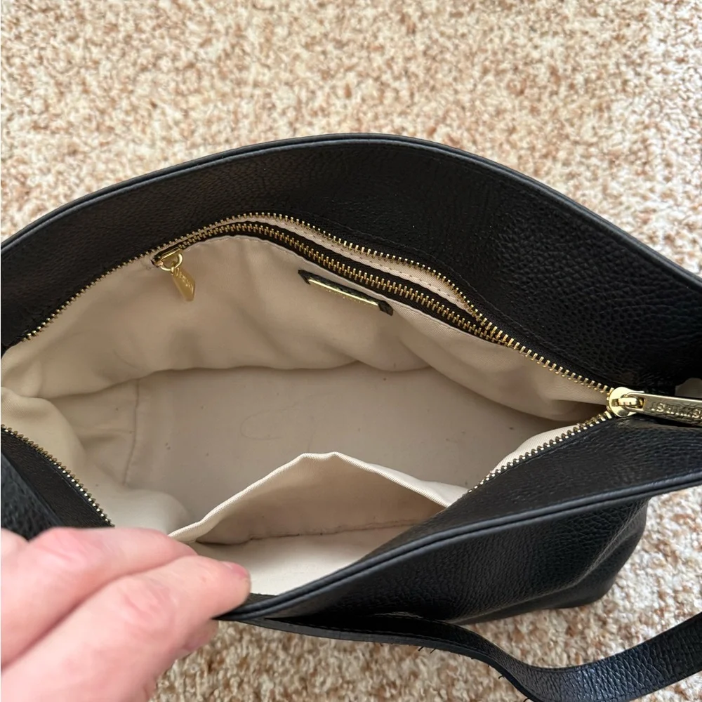 VESTIRSI Black Pebbled Eden Leather Slouch Bag with extra crossbody strap - Picture 7 of 9